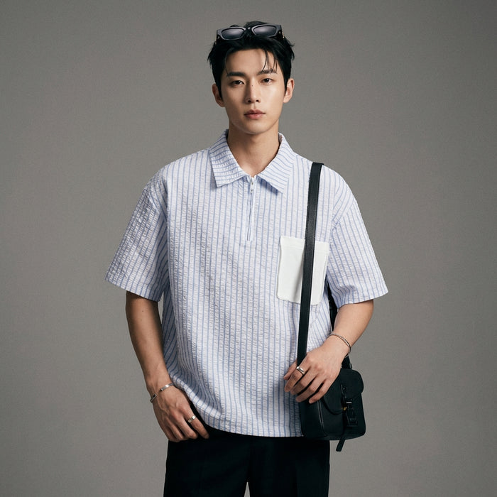 Chemise rayée bicolore ample homme - K-fashion décontractée - Taille M