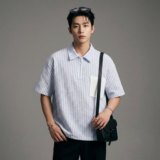 Chemise rayée bicolore ample homme - K-fashion décontractée - Taille M