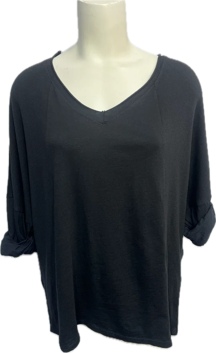 Two Toned V-neck Cotton Top
