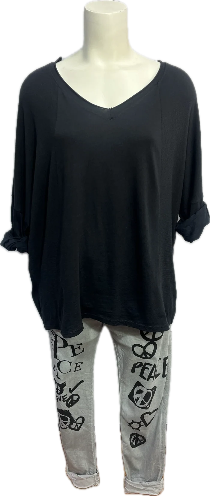 Two Toned V-neck Cotton Top