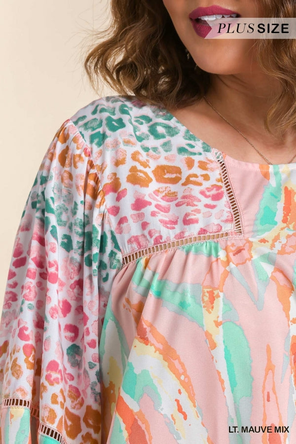Umgee Mixed Print Blouse