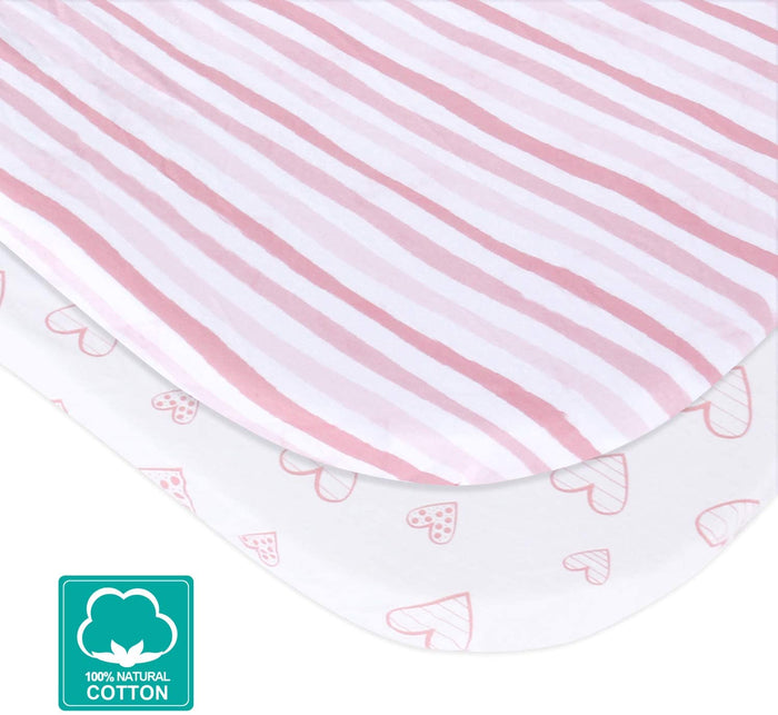 Universal fit Bassinet Sheets 21" x 35" - 2 Pack, 100% Cotton - Biloban Online Store
