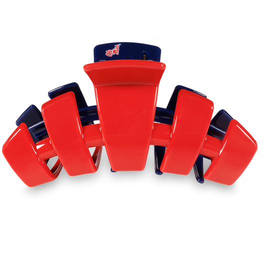 University of Mississippi hair clip, Hotty Toddy hair clip, TELETIES medium hair clip, bendable teeth hair clip, thick hair clip, medium hair clip, college hair accessories, Ole Miss hair clip, school spirit clip, durable hair clip.