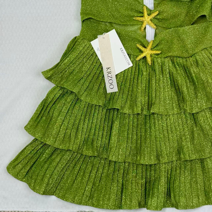 V-neck halter dress with sequins on the skirt