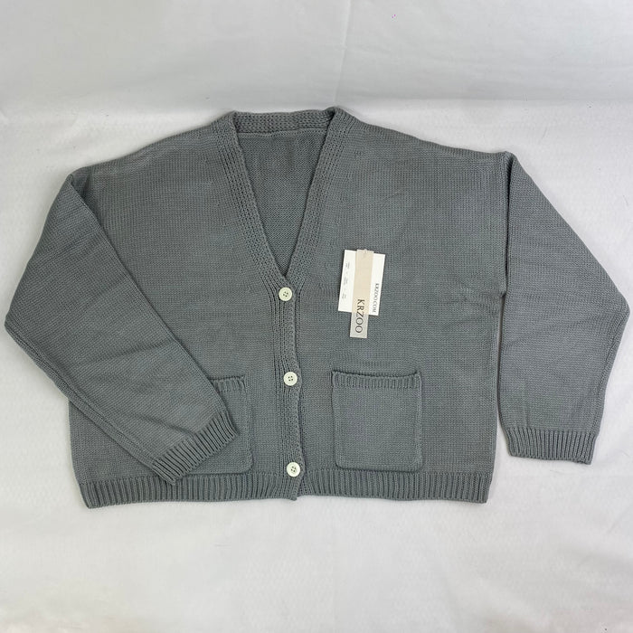 V-neck knitted sweater coat