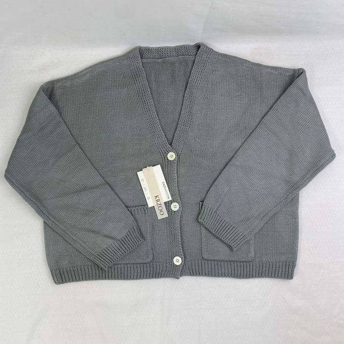 V-neck knitted sweater coat