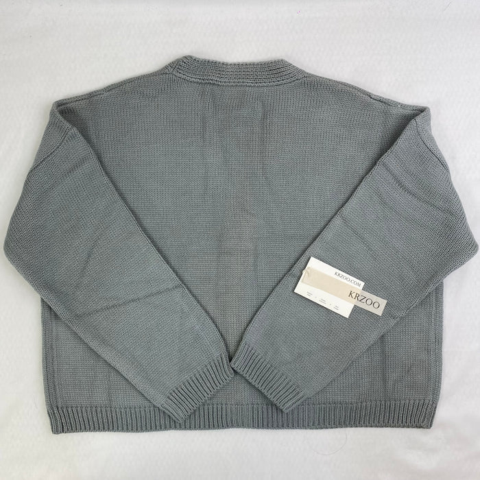 V-neck knitted sweater coat