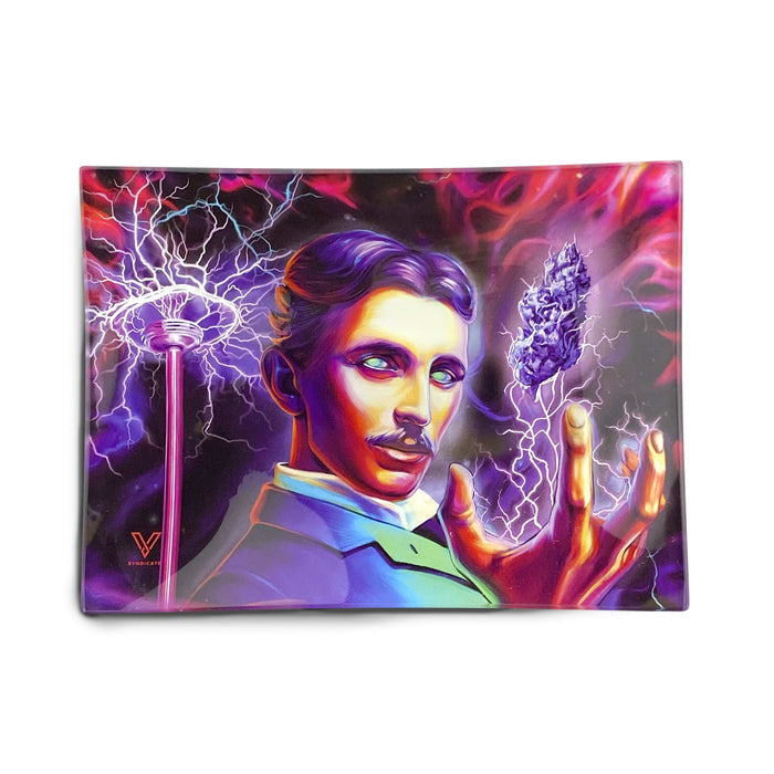 V Syndicate Shatter Proof Glass Rolling Tray - High Voltage