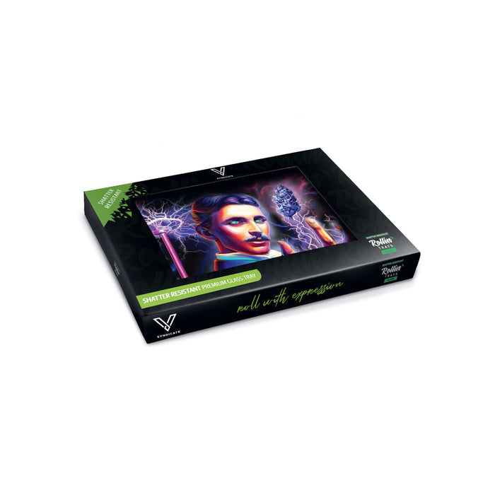 V Syndicate Shatter Proof Glass Rolling Tray - High Voltage