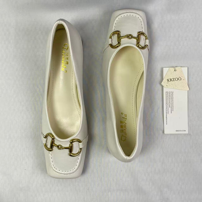 Versatile mid-heel thick-soled square-toe shoes