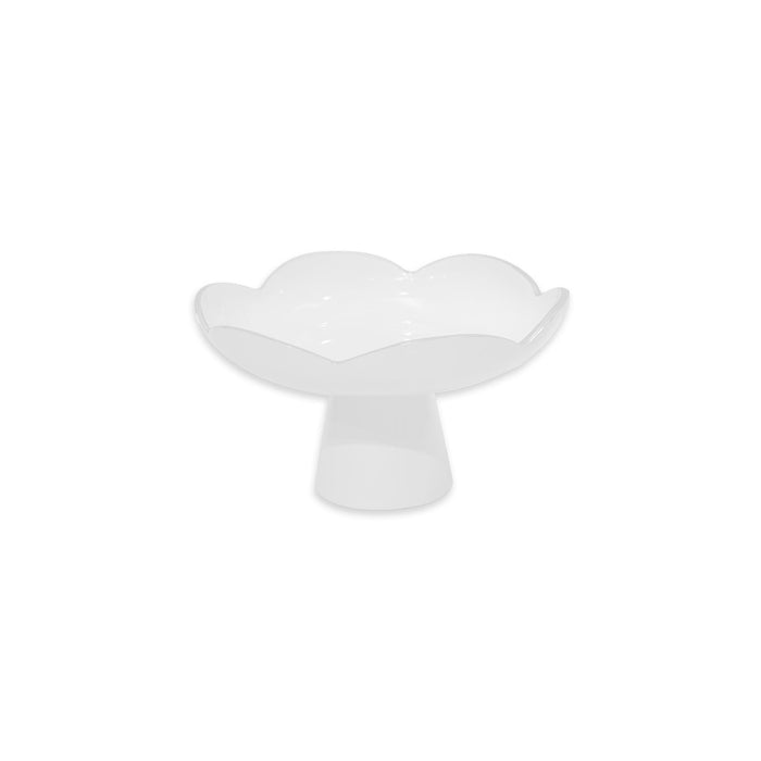 Beatriz Ball Vida Amelia Small Pedestal White — Small white scalloped pedestal isolated on white