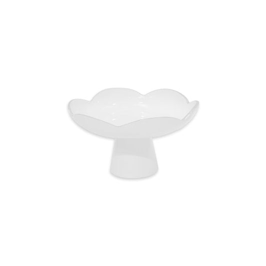 Beatriz Ball Vida Amelia Small Pedestal White — Small white scalloped pedestal isolated on white