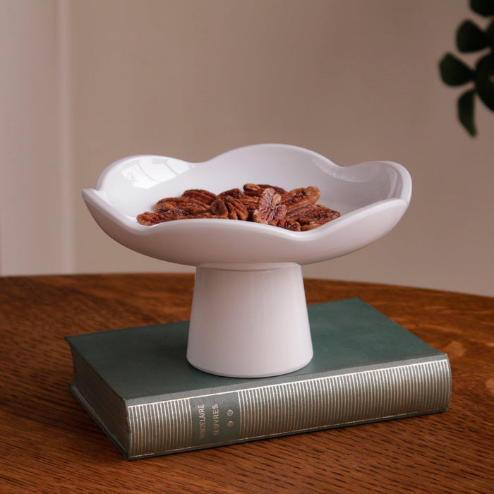Beatriz Ball Vida Amelia Small Pedestal White — With a small serving of nuts
