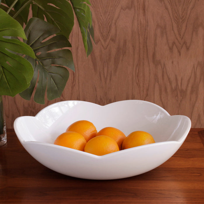 Beatriz Ball Vida Amelia Large Bowl White — With oranges on a wooden surface