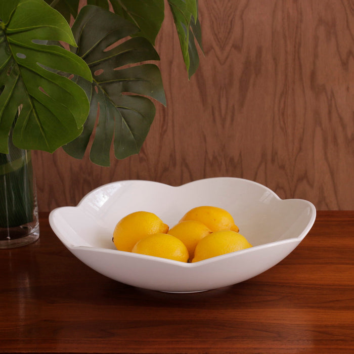 Beatriz Ball Vida Amelia Medium Bowl White — With lemons on a wooden surface