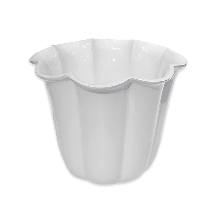 Beatriz Ball Vida Amelia Vase White — White scalloped-rim vase isolated on white