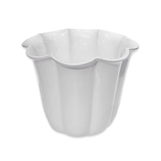 Beatriz Ball Vida Amelia Vase White — White scalloped-rim vase isolated on white