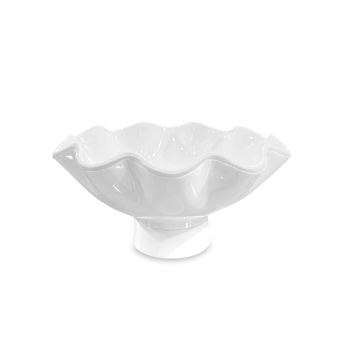 Beatriz Ball Vida Havana Carola Small Pedestal White — Small white scalloped pedestal bowl isolated on white