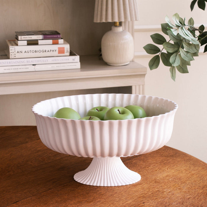 Beatriz Ball Vida Vienna Large Centerpiece White — With green apples on a console