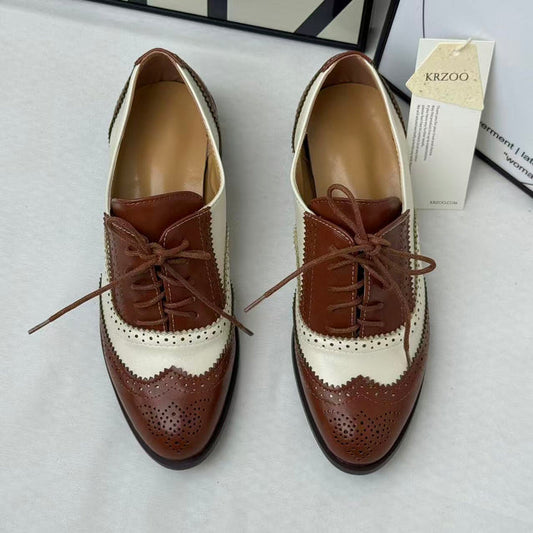 Vintage British-Style Color-Block Brogues