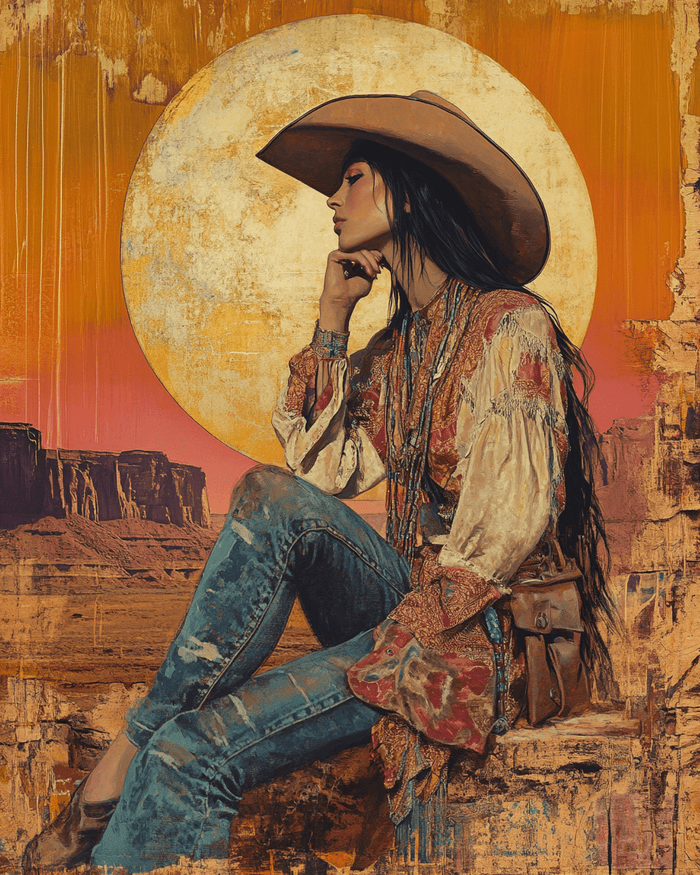 Vintage Southwest Cowgirl 8"x10" Artwork