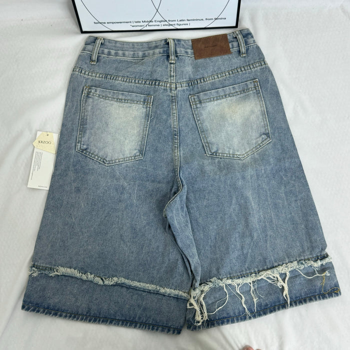 Vintage-styled cat whisker denim shorts
