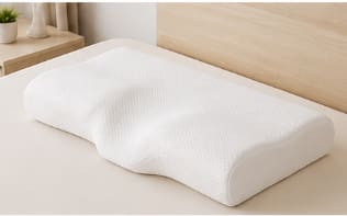 Vo Curvy Memory Foam Pillow with Cotton Cover – White Ergonomic Curved Support Pillow 35 x 55 cm