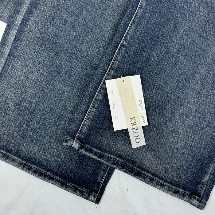 Washed and distressed denim pants