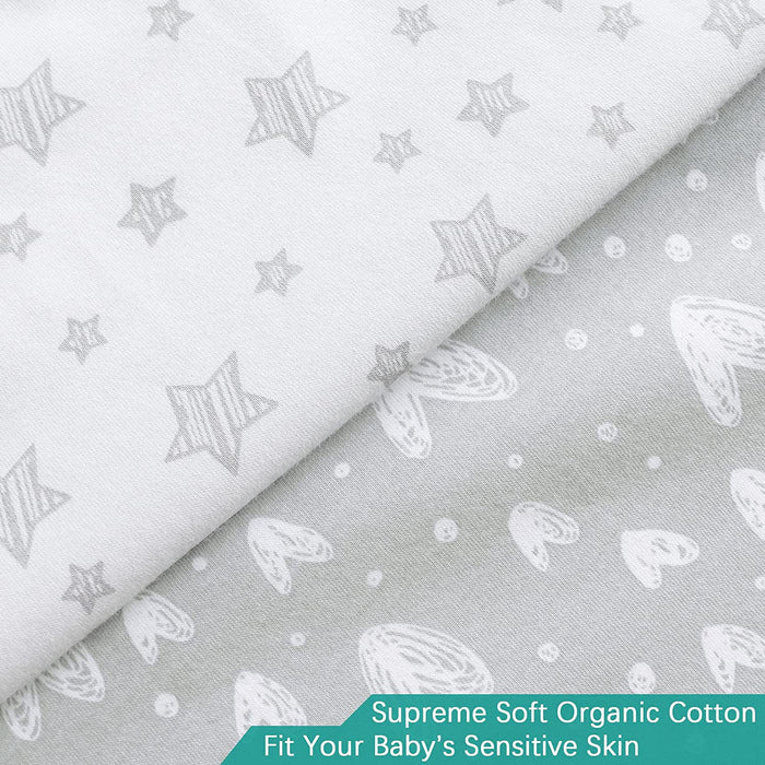 Waterproof Changing Pad Cover - 2 Pack, 100% Jersey Knit Cotton, Grey & White - Biloban Online Store