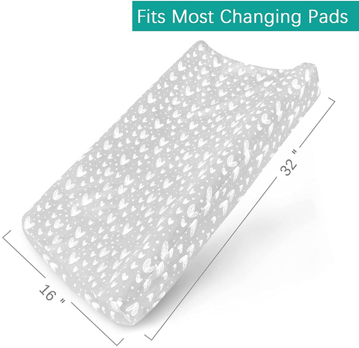 Waterproof Changing Pad Cover - 2 Pack, 100% Jersey Knit Cotton, Grey & White - Biloban Online Store