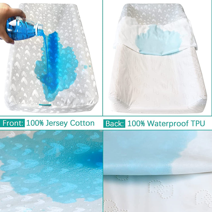 Waterproof Changing Pad Cover - 2 Pack, 100% Jersey Knit Cotton, Grey & White - Biloban Online Store
