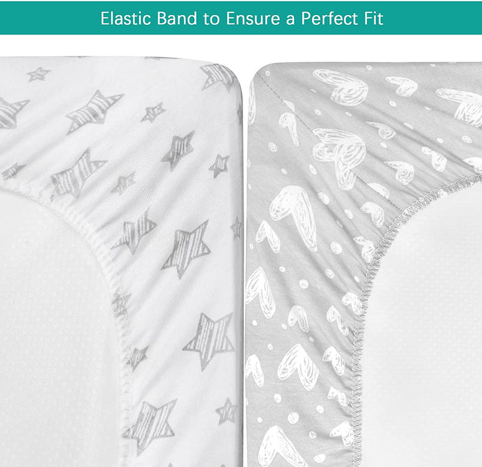 Waterproof Changing Pad Cover - 2 Pack, 100% Jersey Knit Cotton, Grey & White - Biloban Online Store