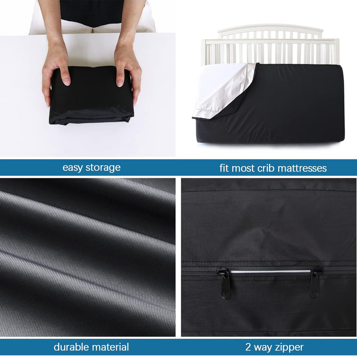Waterproof Crib Mattress Bags for Moving Storage with Double Zippers, Reusable Thick Tarp, Black - Biloban Online Store