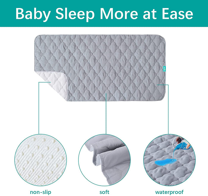 Quilted Waterproof Crib Mattress Protector Pad 52" x 28", Gray - Biloban Online Store