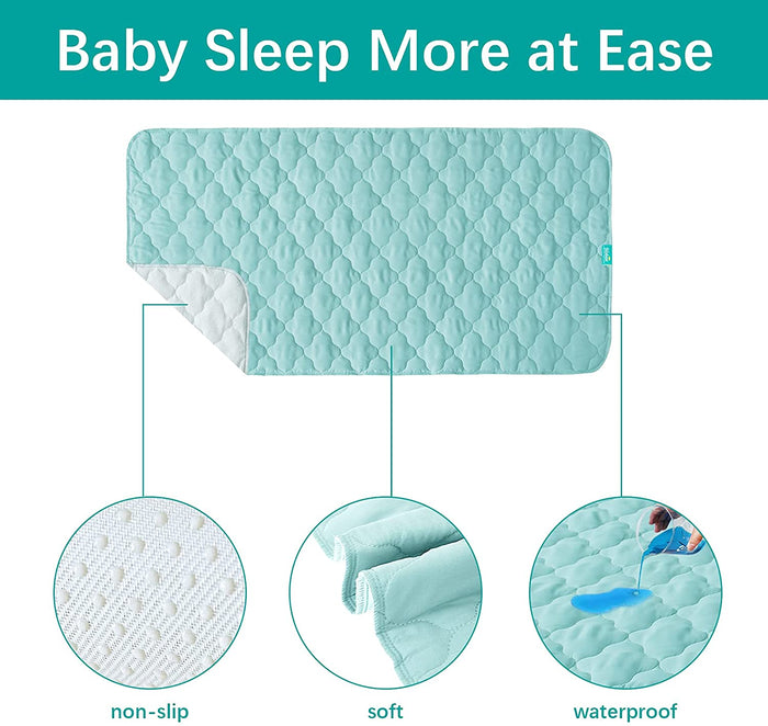 Waterproof Crib Mattress Protector Pad | Bed Pad Mat - 52" x 28", Anti Slip & Durable, Aqua - Biloban Online Store