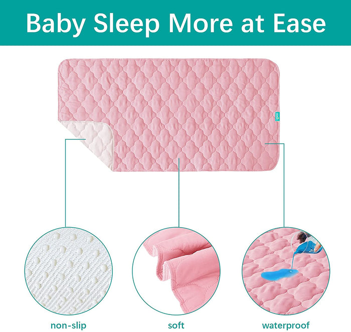 Waterproof Crib Mattress Protector Pad | Bed Pad Mat - 52" x 28", Anti Slip & Durable, Pink - Biloban Online Store