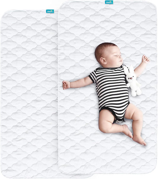 Waterproof Crib Mattress Protector Pad | Bed Pad Mat - 52" x 28", Anti Slip & Durable, White, 2 Pack - Biloban Online Store