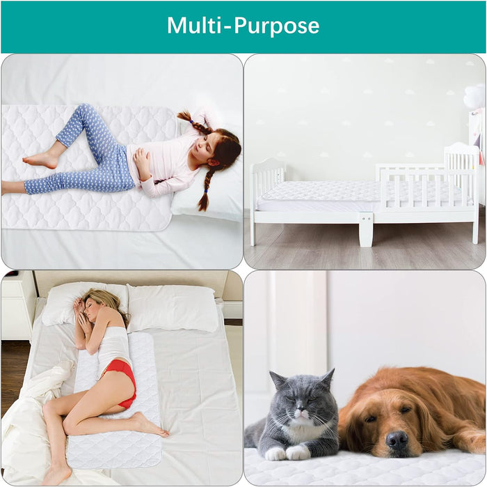 Waterproof Crib Mattress Protector Pad | Bed Pad Mat - 52" x 28", Anti Slip & Durable, White, 2 Pack - Biloban Online Store