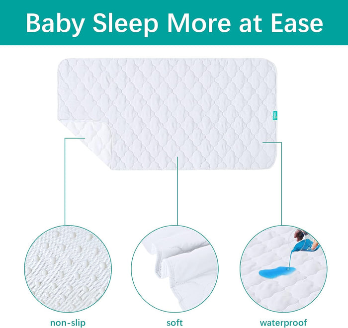 Waterproof Crib Mattress Protector Pad | Bed Pad Mat - 52" x 28", Anti Slip & Durable, White, 2 Pack - Biloban Online Store