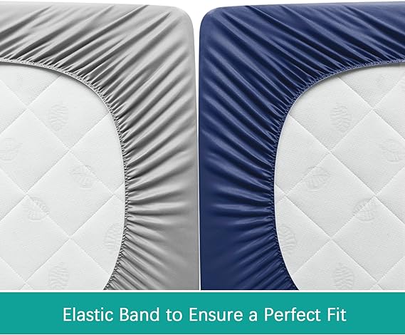 Waterproof Crib Sheet - 2 Pack, Ultra Soft Microfiber, Grey & Navy (for Standard Crib/ Toddler Bed) - Biloban Online Store