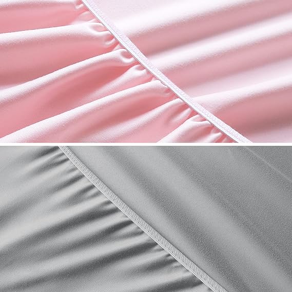 Waterproof Crib Sheet - 2 Pack, Ultra Soft Microfiber, Grey & Pink (for Standard Crib/ Toddler Bed)