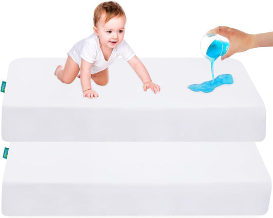 Waterproof Crib Sheet - 2 Pack, Ultra Soft Microfiber, White (for Standard Crib/ Toddler Bed) - Biloban Onlin Store