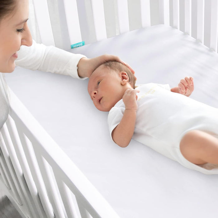 Waterproof Crib Sheet - 2 Pack, Ultra Soft Microfiber, White & Grey (for Standard Crib/ Toddler Bed)