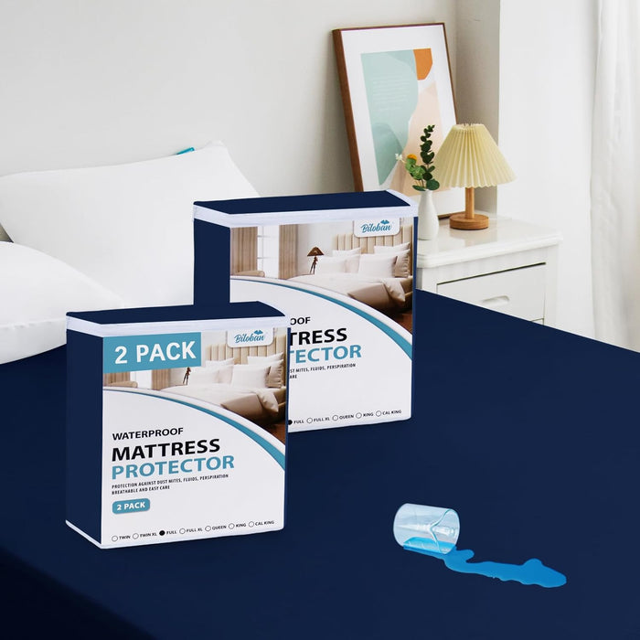 Waterproof Mattress Protector Twin & Full Size, 2 Pack, Noiseless & Soft Mattress Cover with Deep Pocket Up to 14" Depth, Super Breathable & Easy Wash - Biloban Online Store