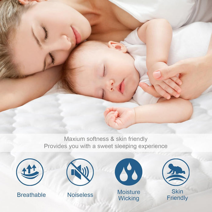 Waterproof Mattress Protector Quilted Twin & Full Size, Breathable & Noiseless Mattress Pad Cover, Fitted with Deep Pocket - Biloban Online Store