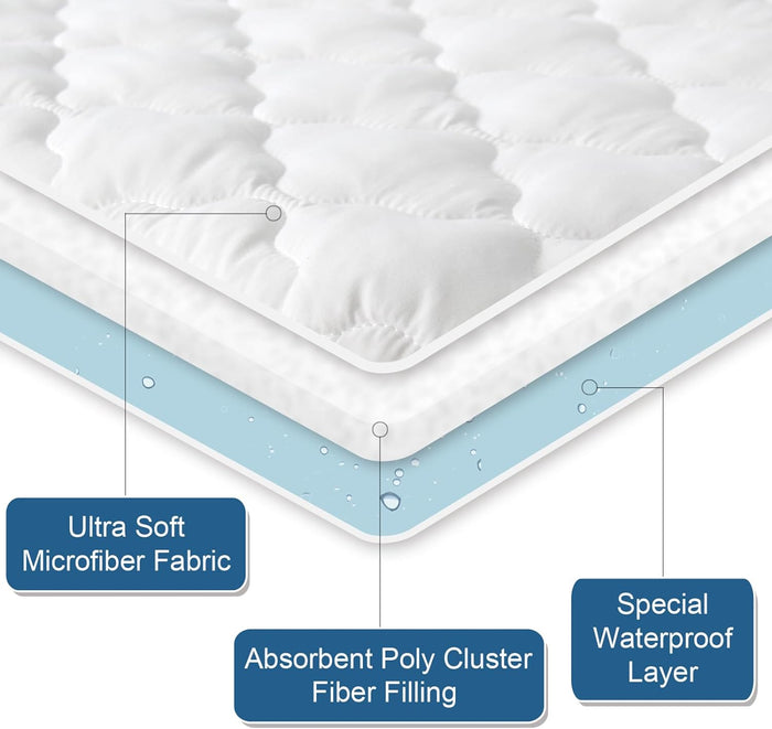 Waterproof Mattress Protector Quilted Twin & Full Size, Breathable & Noiseless Mattress Pad Cover, Fitted with Deep Pocket - Biloban Online Store