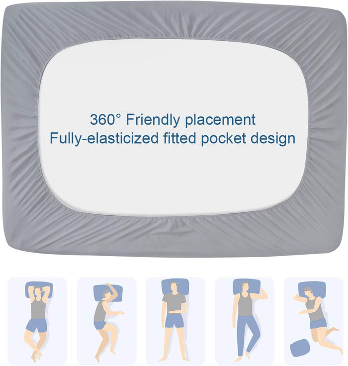Waterproof Mattress Protector Quilted Twin & Full Size, Breathable & Noiseless Mattress Pad Cover, Fitted with Deep Pocket, Grey - Biloban Online Store