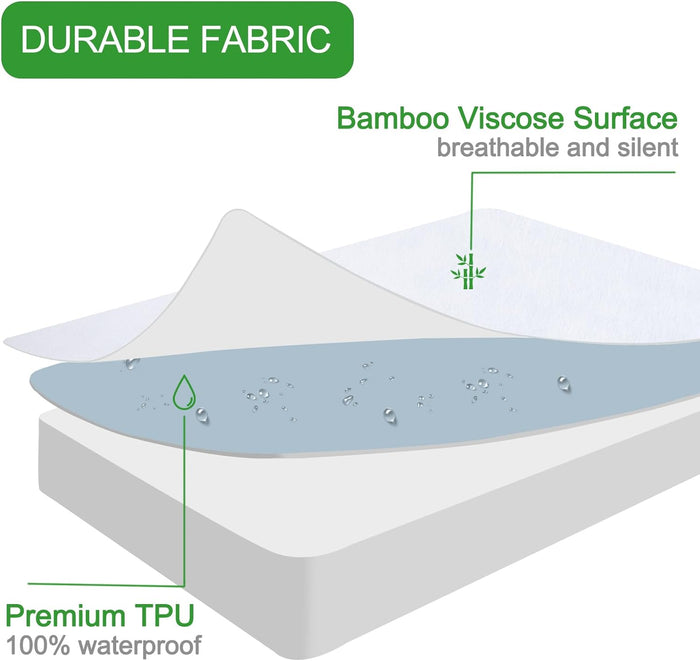 Waterproof Mattress Protector Twin & Full Size, Premium Bamboo Mattress Pad Cover Fitted with Deep Pocket Up to 14" Depth - Biloban Online Store