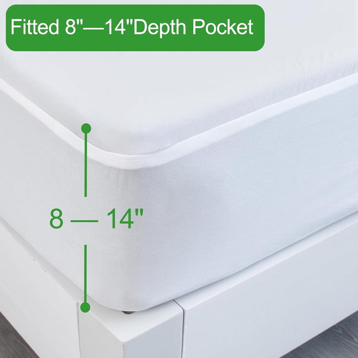 Waterproof Mattress Protector Twin & Full Size, Premium Bamboo Mattress Pad Cover Fitted with Deep Pocket Up to 14" Depth - Biloban Online Store