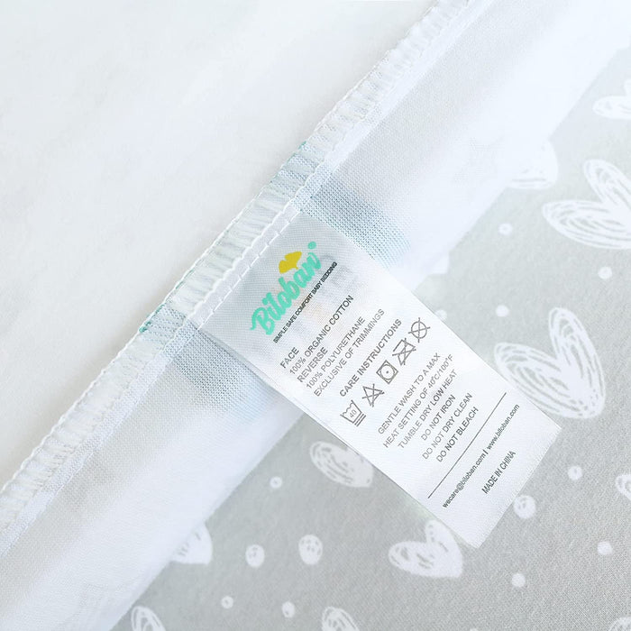 Waterproof Pack n Play Sheet | Mini Crib Sheet - 2 Pack, 100% Organic Cotton, Fits Graco Pack and Play, Grey & White - Biloban Online Store